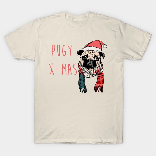 Pugy X-Mas T-Shirt by huebucket